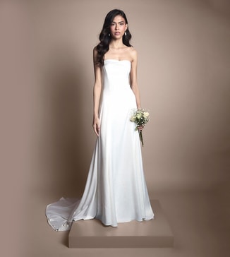 Coast Sweetheart Satin Wedding Maxi Dress With Puddle
