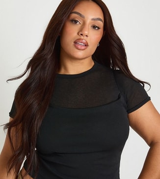 boohoo Curve 2 In 1 Layered Cap Sleeves Top