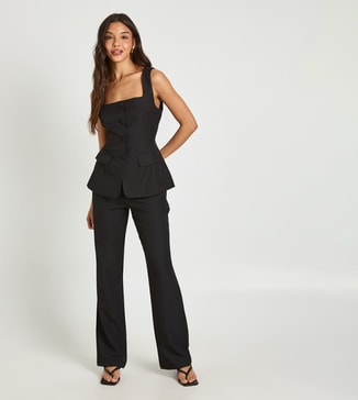 boohoo Straight Fit Tailored Trousers