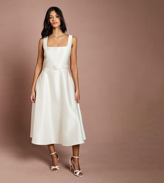 Coast Petite Belted Twill Midi Dress