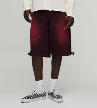 boohooMAN Western Seam Detail Overdyed Shorts