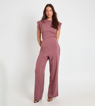 boohoo Ruched Waist Wide Leg Jumpsuit