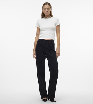 Vero Moda Solid Short Sleeves Crop Top