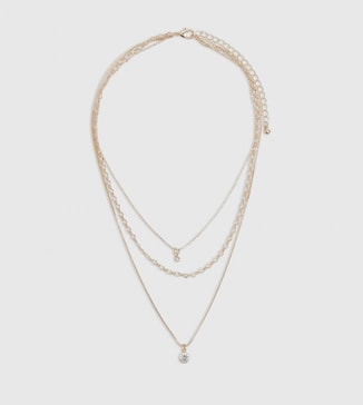 boohoo Diamante Layered Necklace