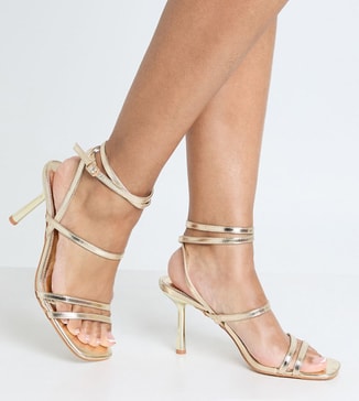 boohoo Metallic Strappy Heel Sandals