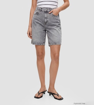 LC Waikiki Washed High Rise Bermuda Denim Shorts