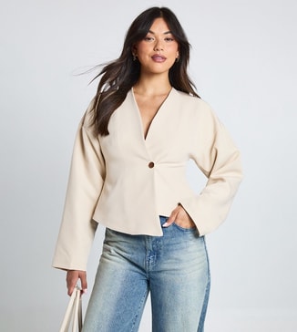 boohoo Gold Button Long Sleeves Wrap Top