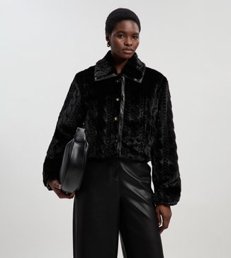 Karen Millen Textured Faux Fur Tailored Coat