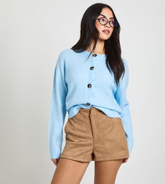 boohoo Crew Neck Soft Knit Knitted Cardigan