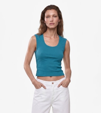 Koton Ribbed Scoop Neck Sleeveless Top
