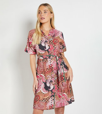 Wallis Petite Paisley Roll Sleeves Shift Dress