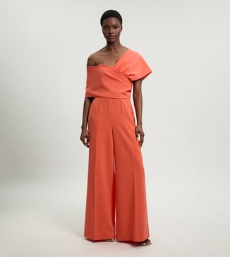 Karen Millen Compact Viscose Stretch Tailored Off Shoulder Jumpsuit