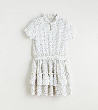 LC Waikiki Floral Printed Crew Neck Layered Dress