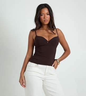 boohoo Bengaline Cut-out Detail Strappy Corset Top
