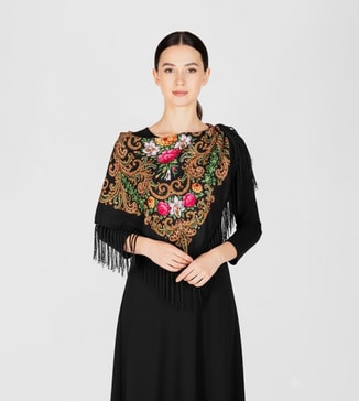 BIDANI Garden Printed Fringe Trim Shawl