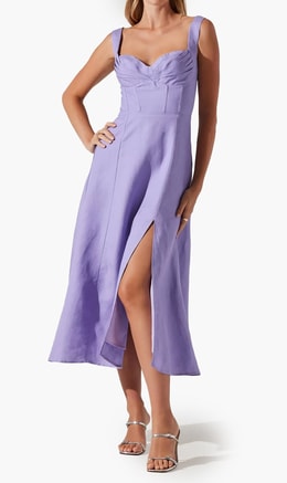 Astr Purple Estella Corset Midi Dress for Women | The Deal Outlet