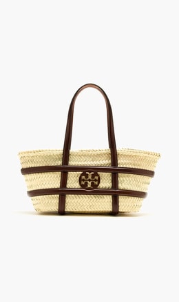 Tory Burch Beige Ella Small Basket Bag for Women | The Deal Outlet