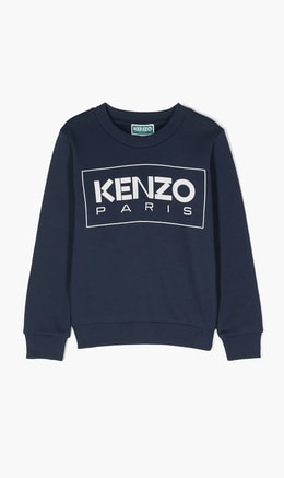 Kenzo Blue Logo Print Cotton Sweatshirt for Boys | The Deal Outlet