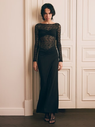 Maxi dress with lace bodice