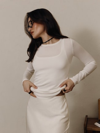 Jersey top with asymmetrical edge