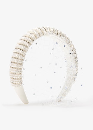 Crystal-embellished veil headband 