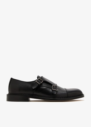 Leather monk strap shoes