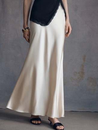 Lichi Female Floor-length maxi skirt in monochrome satin, Maxi Skirts