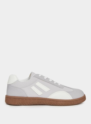 Take Two Female Grey Color Block Lace-Up Sneakers, Low - Top