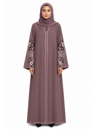 Reem Abayas Female Embroidered Hem Abaya with Matching Sheila, Arabian Clothing