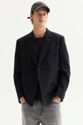H&M Male Regular Fit Wool-blend double-breasted jacket, Coats