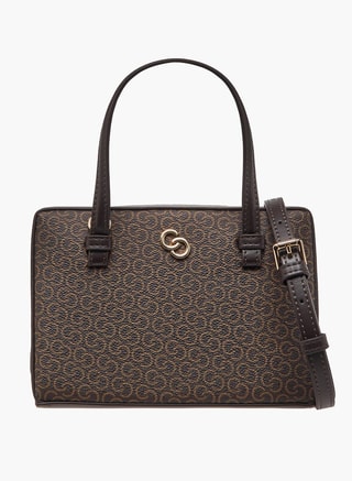 Celeste Female Monogram Print Tote Bag with Detachable Strap and Magnetic Closure, Handbags