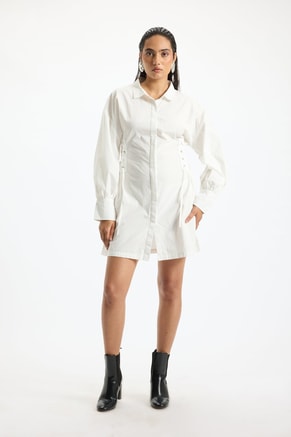 Virgio Female Lace-Up Shirt Dress, Mini