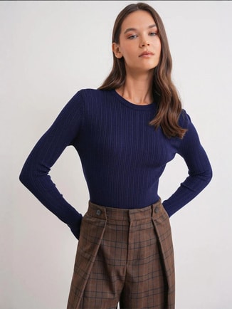 MixRay Female Mixray Soft Textured Ribbed Fitted Top, Tops