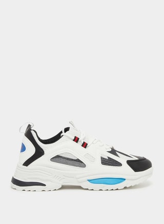 Styli Active Male Chunky Sole Color Block Lace Up Sneakers, Low Top Sneakers