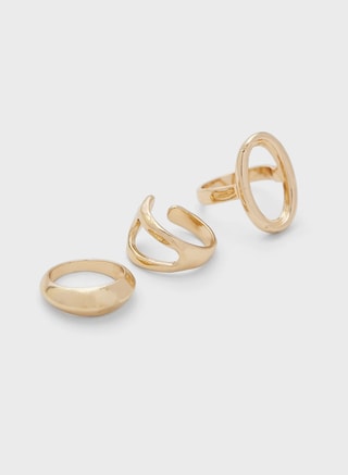 ELLA Female 3 Pack Mix Ring, Jewellery Sets, Gold
