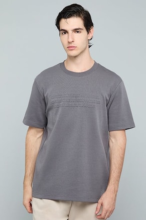 R&B Male Embossed Print T-Shirt with Crew Neck and Short Sleeves, T-Shirts