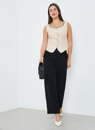 Take Two Female Black Solid Wide Leg Trousers, Pants