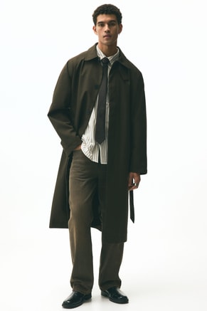 H&M Male Loose Fit Belted mac coat, Coats