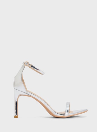 ELLA Female Minimalistic Heeled Sandal, Silver