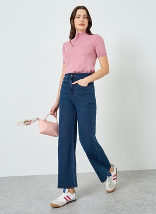Styli Female Women High-Rise Wide Leg Jeans, Tapered