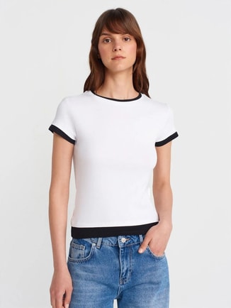 Dilvin Female DILVIN Women's Slim Fit Cotton Crew Neck T-Shirt, T-Shirts