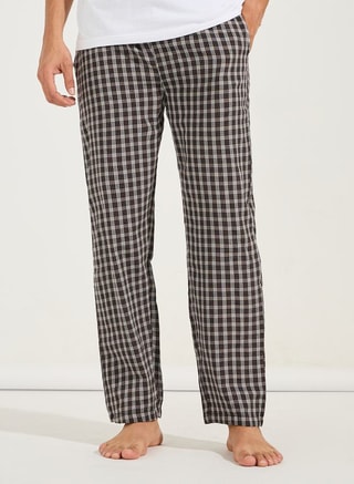 Styli Unisex Checkered Woven Straight Pyjama with Drawstrings, Nightwear Bottoms