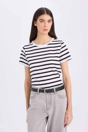 DeFacto Female Regular Fit Crew Neck Basic Short Sleeve T-Shirt, T-Shirts
