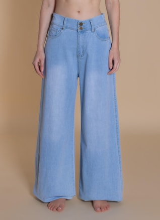 SHAPES Female SOFT HIGH-WAIST DENIM TROUSERS, Pants