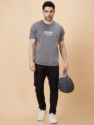 globus Male Globus Men Black Slim Fit Cargos, Pants