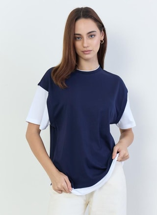 Styli Female Oversized Color Block T-Shirt, T-Shirts
