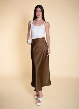 SHAPES Female MIDI SATIN SKIRT, Midi Skirts