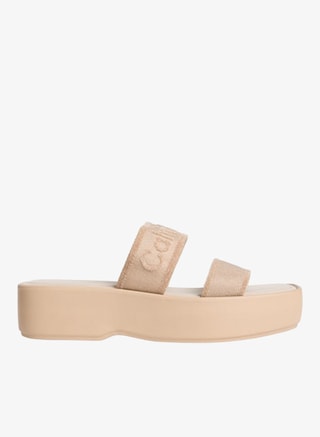 CALVIN KLEIN Female Webbing Double Strap Flatform Sandals