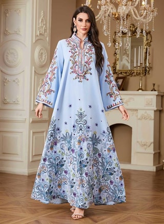 Take Two Female Women Floral Printed Embellished Jalabiya, Jalabiyas
