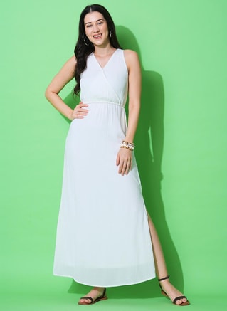 globus Female Globus Women V-Neck Side Slit Wrap Maxi Dress, Maxi